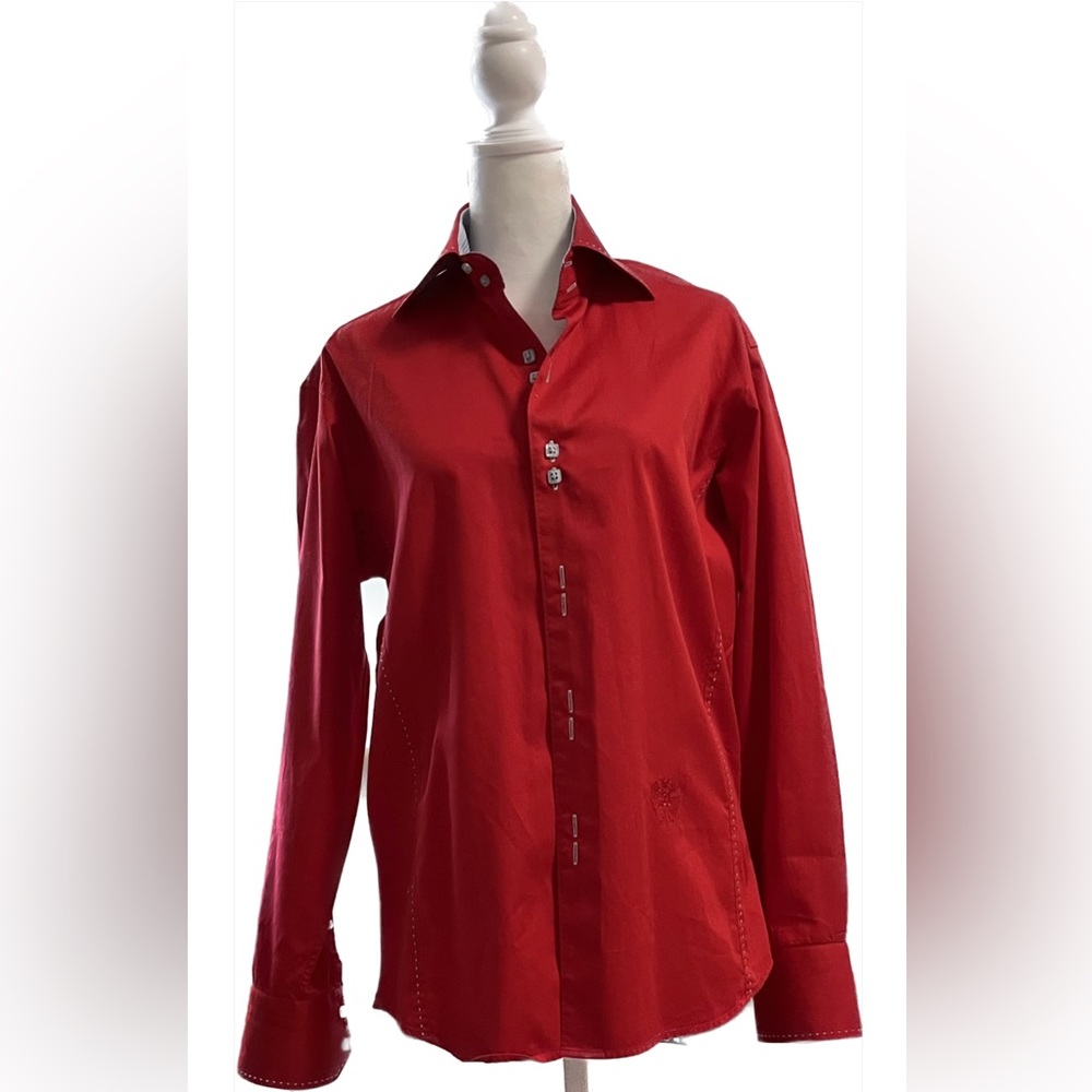 Atelier button down cotton red shirt, Sz M